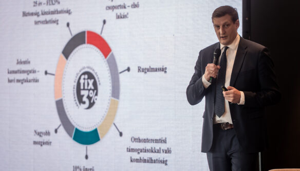 Az otthon start program eddigi eredményeit ismerteti az államtitkár egy kördiagram segítségével.